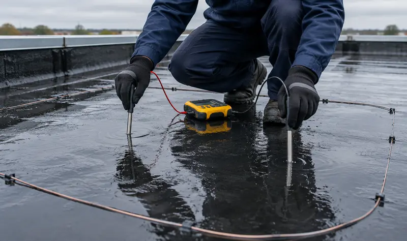 Low-voltage testing: probes on a wetted membrane inside a perimeter wire