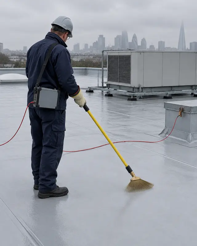 High-voltage leak detection in progress